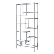 Monarch Specialties Bookshelf, Bookcase, Etagere, 72"h, Office, Bedroom, Metal, Tempered Glass, Grey, Clear, Contemporary, Modern