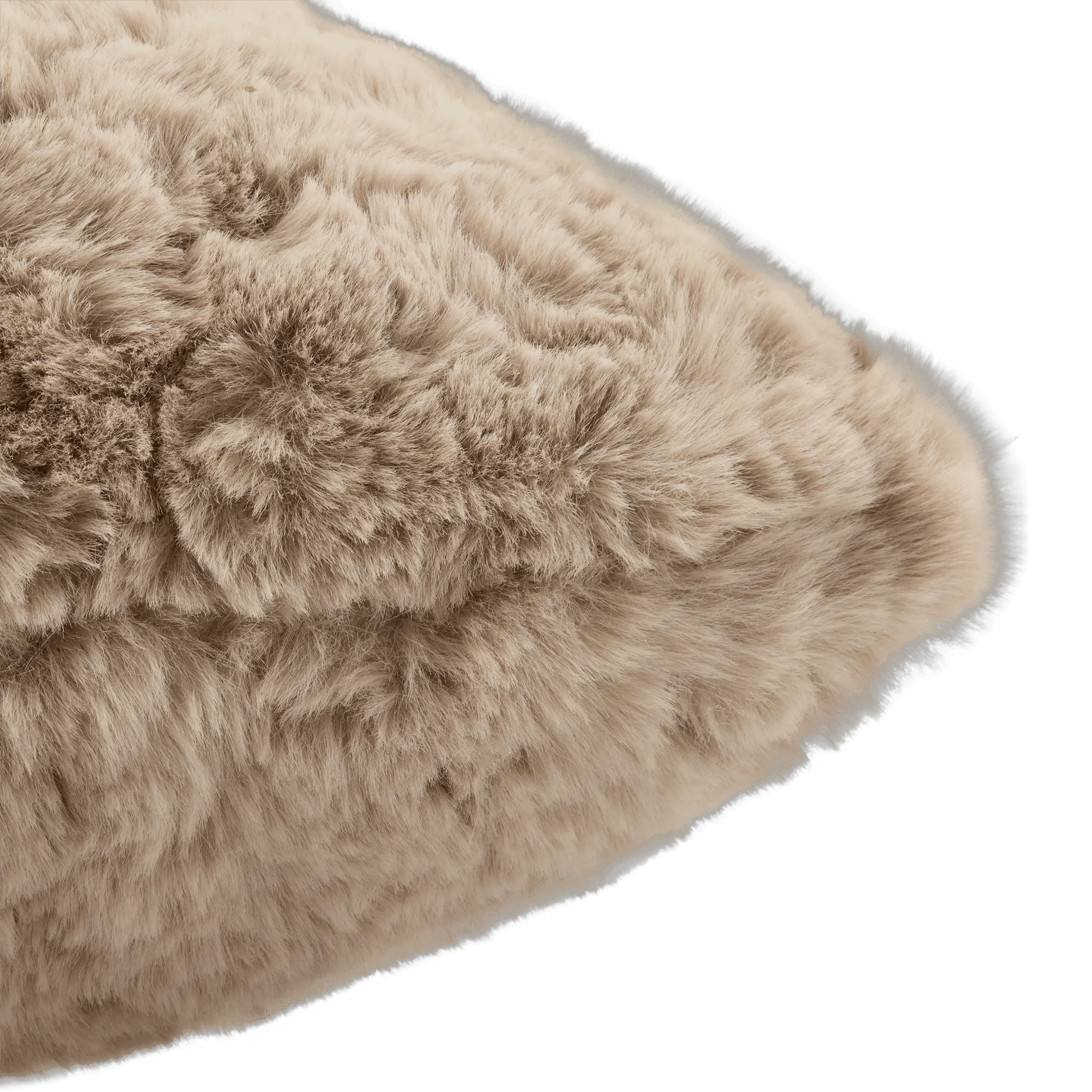 Coussin décoratif carré en fausse fourrure bouclée taupe beige 19x19 moderne Bouclair