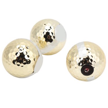 Balles de Golf en Or, 3 Pcs Balles de Golf Plaquées Or Cadeau de Golf Ruban Coloré Balles de Golf Fonctionnalité Polyvalente
