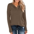 thumbnail image 1 of hotojiny Plus Size Tops for Women Casual Long Sleeve Button Henley Shirts 2025 Spring Soft Loose Solid Color Tunics Tee, 1 of 2