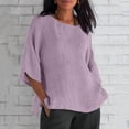 thumbnail image 1 of EGNMCR T-Shirts pour Femmes Mode d'Été pour Femmes Manches Raccourcies Col Rond Coton Ligne Chemise Ample Blouse, 1 of 6