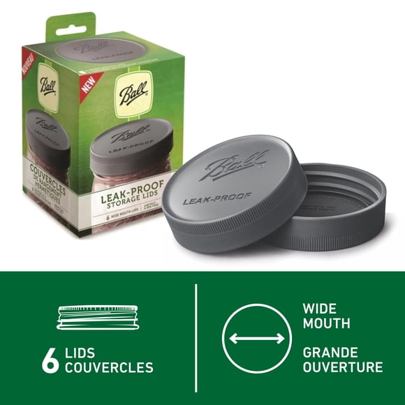 Couvercles de rangement antifuite Ball, bocal à grande ouverture, paquet de 6