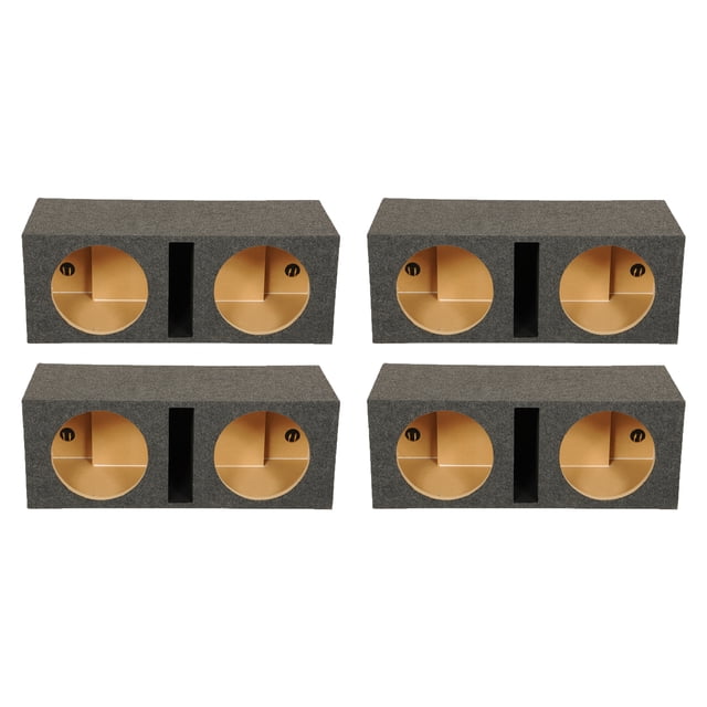 QPower QBASS Dual 12 Inch Car Audio Subwoofer Enclosure, Charcoal (4 Pack)