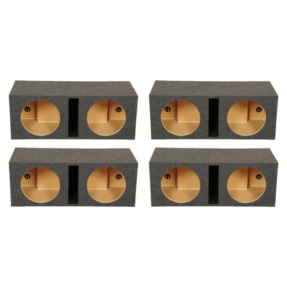 QPower QBASS Dual 12 Inch Car Audio Subwoofer Enclosure, Charcoal (4 Pack)