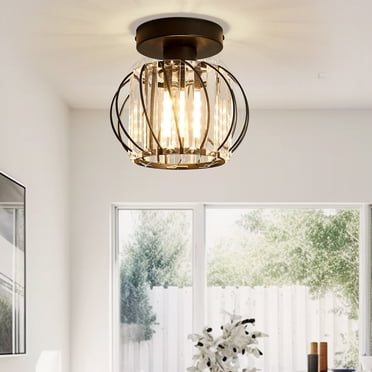YANSUN Plafonnier Semi-Encastré, Luminaire de Plafond à Cage en Métal Industriel Plafonnier Encastré Moderne, pour Couloir Porche Cuisine Salle de Bain
