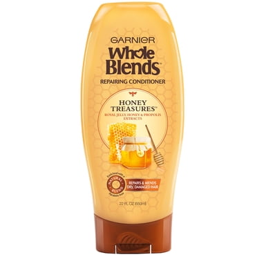 Garnier Whole Blends Honey Treasures Repairing Conditioner for Damaged and Dry Hair, Repairs Split Ends and Breakage, more Moisture, Paraben-Free, 650ml