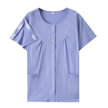 HaiMao Chandails Postchirurgie de l'Épaule pour Femmes Liquidation Hauts à Déchirer après Chirurgie des Rotateurs Chandails de la Coiffe Vêtements Adaptatifs B-Blue TTG(TTG)
