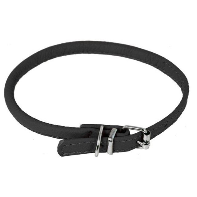 Dogline L1001-1 Collier Rond en Cuir 8-10 L x 0,25 Po L, Noir