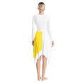 thumbnail image 4 of RUNQHUI Women's Metallic Gold Color Block Liturgical Praise Dance Dresses Church Robe Worship Skirt Yellow XXL, 4 of 7
