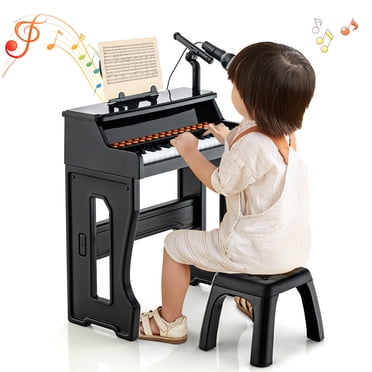Gymax 37-Key Music Piano Keyboard Kids Learning Toy Instrument w/ Microphone Black