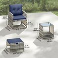 thumbnail image 3 of Outsunny 5 Piece Patio Furniture Set with Ottomans Cushions, Grey/Dark Blue, 3 of 10