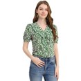 thumbnail image 1 of INSPIRE CHIC Blouse à Manches Courtes Bouffantes à Boutons avec Imprimé Floral pour Femmes, 1 of 6