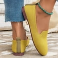 thumbnail image 4 of Womens Casual Shoes Large Size Knit Solid Color Simplicity Soft Sole Square Toe Flat Bottom Comfortable Breathable Mesh Walking Shoes Slip on Single Shoes Yellow, 4 of 5