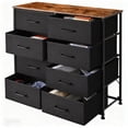 thumbnail image 2 of SortWise Commode à 8 Tiroirs avec Dessus en Bois et Cadre en Acier, Tour de Rangement Organisateur de Coffre Table de Nuit avec Pieds Ajustables pour Chambre Salon, 2 of 8