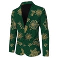 thumbnail image 4 of Men Christmas Snowflake Santa Men Suit Jacket Printed Pocket Lapel Button Mens Tuxedo Suit Jacket Suit, 4 of 5