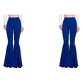thumbnail image 4 of Maytalsory Pantalon Pattes d'Éléphant Polyvalent en Coton pour Femmes avec Ajustement Extensible Taille Haute Pantalon Pattes d'Éléphant Bleu Marine G 2Ensemble, 4 of 6