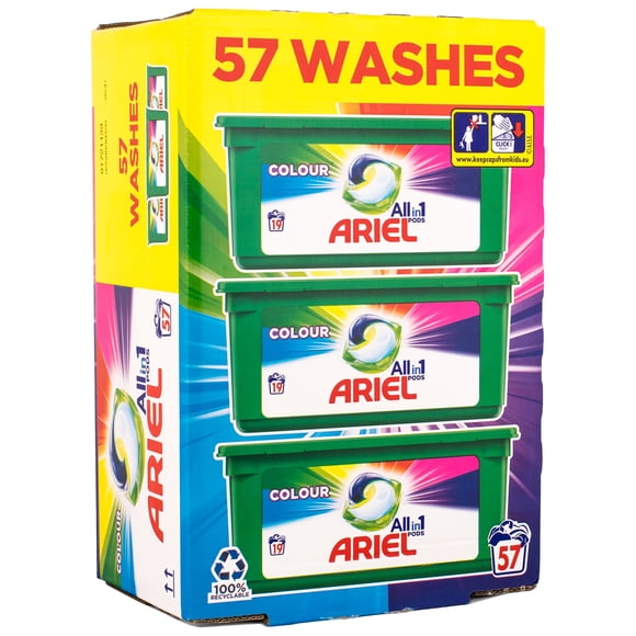 Ariel Capsules de Détergent Liquide Tout-en-un 57 Unités Couleurs