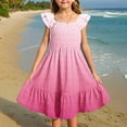 thumbnail image 4 of MIASHUI Robes pour Filles à Manches Volantées Extensibles, Coupe Trapèze Évasée, Robe d'École, Rose Vif, 11-12 Ans, 4 of 5