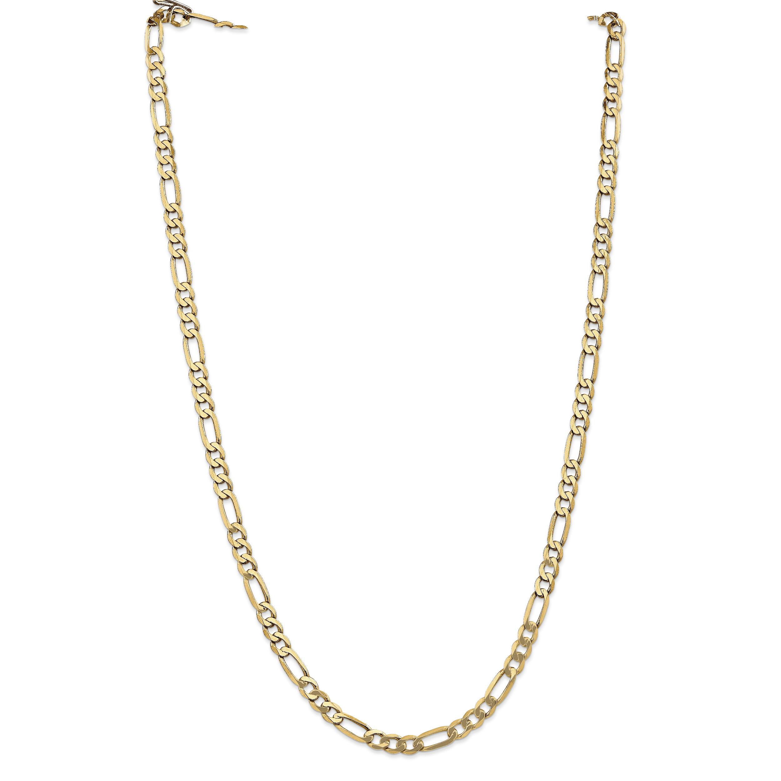 14k Yellow Gold 22 Inch 5.25mm Figaro Chain Necklace Pendant Charm Flat