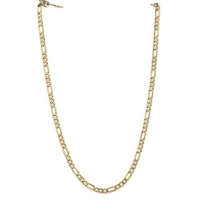 14k Yellow Gold 24 Inch 5.25mm Figaro Chain Necklace Pendant Charm Flat