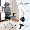 thumbnail image 4 of Twister.CK Ergonomic High Back Mesh Office Chair, Adjustable Armrest, Lumbar Support & Headrest, Slide Seat & Tilt Lock, Rolling Computer Desk Chair for Home Office, Gray, 4 of 7