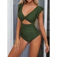 thumbnail image 2 of Charmo Ruffled One Piece Swimsuit for Women High Cut Bathing Suits Backless Monokini Swimwear, 2 of 6