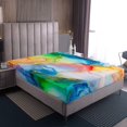 thumbnail image 4 of Watercolour Maple Sheet Set Golden Glitter Bed Sheets Set Colorful Artwork Stone Pattern Sheets King Size Modern Soft Microfiber Bedding Set With 2 Pillow Cases, 4 of 7