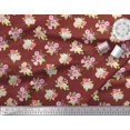 thumbnail image 2 of Soimoi Red Cotton Voile Fabric Leaves & Grandiflora Roses Floral Printed Craft Fabric by the Yard 42 Inch Wide, 2 of 5