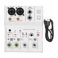 thumbnail image 1 of Bunblic 2 Channel Audio Mixer Audio Interface 48V Power Lightweight Mixing Professional for Karaoke Home Singing White, 1 of 8