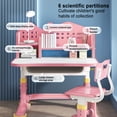 thumbnail image 4 of Bureau d'Étude pour Enfants à Thème Château / Hauteur Réglable et Tiroir de Rangement / Station d'Apprentissage Rose, 4 of 8