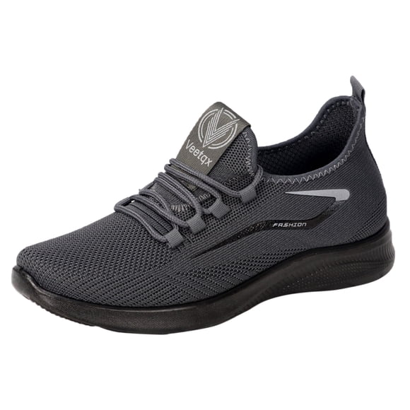 Sneakers for Men Fashion Spring and Summer Men Sports Shoes Flat Bottom Light Slip On Elastic Fly Woven Mesh Breathable Comfortable Casual Sneakers Male Shoes(Grey,10.5)