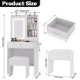 thumbnail image 4 of BeesClover Makeup Vanity Desk with Lights and Mirror - Vanity Table with Charging Station, Power Outlets & USB Ports, Includes Stool, 5 Drawers and Shelves, 4 of 7