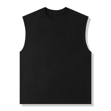 Viluyesy Tank Tops for Men Crewneck Muscle Gym Stretch Hood Elastic Casual Sleeveless Breathable Undershirt Black 5XL