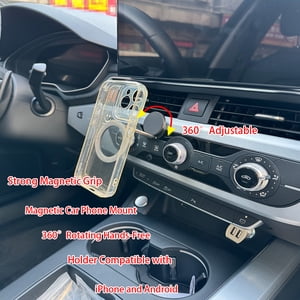 WODOXIN Support de téléphone magnétique de voiture noir, 360° Rotation Air Porte-téléphone, support de tableau de bord sans mains compatible avec iPhone et Android