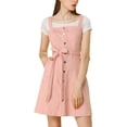 thumbnail image 4 of INSPIRE CHIC Women's Spring Summer Adjustable Strap a-Line Jeans Denim Dress L Pink, 4 of 8