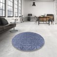 thumbnail image 3 of Ahgly Company Indoor Round Mid-Century Modern Azure Blue Oriental Area Rugs, 4' Round, 3 of 6