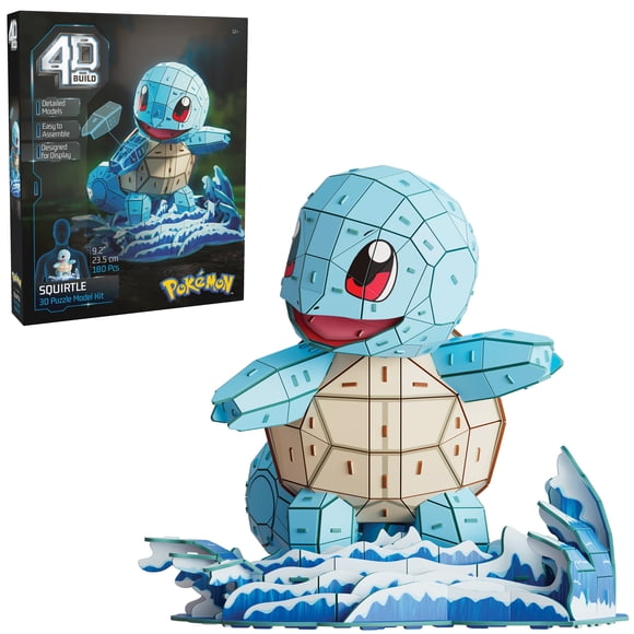 4D Build, Pokémon Squirtle 3D Model Kit, Pokémon Figure, Kanto First Partner Collection, Desk Décor, 180 Pieces, for Ages 12 & Up