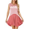 thumbnail image 2 of Jusqu'à 65 % de Réduction! Robes de Mode Été pour Femmes 2024 Grande Taille Col Rond Robe Ample Assortie Jupe Tricotée Européenne et Américaine, 2 of 9