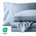 thumbnail image 4 of Bare Home Washed Sheet Set - Premium 1800 Collection - Deep Pocket - 3 Piece - Twin, Dusty Blue, 4 of 6