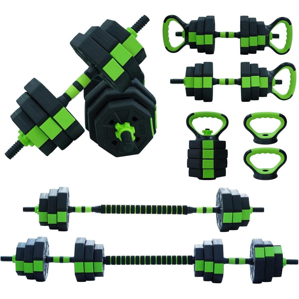 Yiwa artslety Dumbbell Set 44lbs Free Weights Set With Connector 4 In1 Weights Dumbbells Set Barbell Kettlebells Push Up Stand For Home Gym