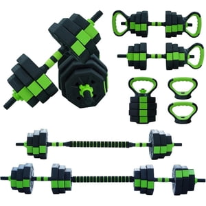 Yiwa artslety Dumbbell Set 44lbs Free Weights Set With Connector 4 In1 Weights Dumbbells Set Barbell Kettlebells Push Up Stand For Home Gym