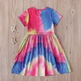 thumbnail image 1 of EGNMCR Robe Sans Manches Col Rond Été Filles Manches Courtes Motif Teinture sur Nœuds Robe Col Rond Robe Fille, 1 of 6