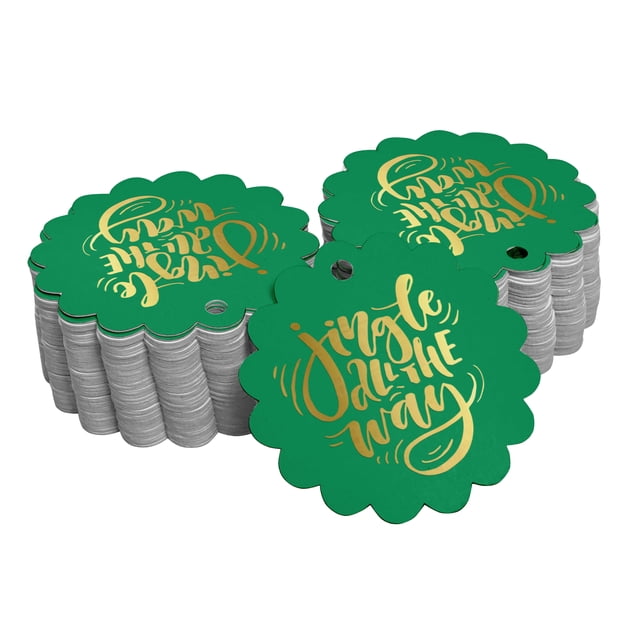 Inkdotpot Gold Foil Paper Hang Tags Jingle All The Way Christmas Favor Tags 100 Pieces