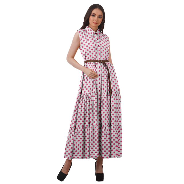 Moomaya Robe Chemise Longue Femmes Imprimée Sans Manches Robe d'Été Chemise à Boutons