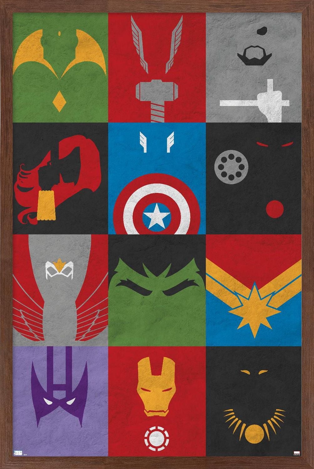 Marvel Comics - Avengers Minimalist Grid Wall Poster, 14.725" x 22.375" Framed