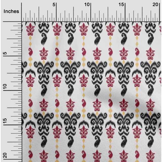 oneOone Cotton Cambric Fabric Swirl Ikat Decor Fabric Printed BTY 56 Inch Wide