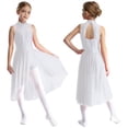 thumbnail image 3 of Miaeowve Robe de Danse Ballet Latin pour Filles Enfants Justaucorps Sans Manches à Strass Dos Ajouré Combinaison Salopette Tenue de Danse Décontractée Blanc 10, 3 of 7