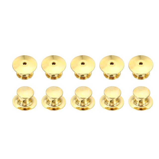 Unique Bargains Pin Backs Metal Lapel Pin Backing Enamel Pin Brooch Holder Locking Clasp Gold Tone 10 Pack