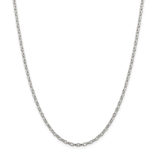 925 Sterling Silver 3mm Fantaisie Rolo Chaîne 24 Pouces