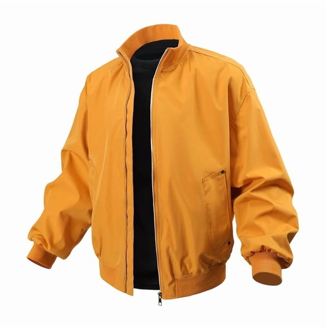 Vestes pour Hommes Décontractées à Col Montant Veste de Vol Unie à Manches Longues à Capuche